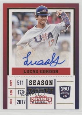 2017 Panini Elite Extra Edition USA Baseball Gold 46/100 Lucas Gordon Auto 2f4