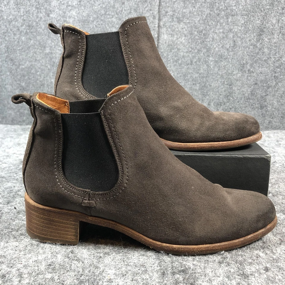 Botas femininas Alberto Fermani tamanho 6.5 UE camurça marrom Chelsea tornozelo feitas na Itália - Imagem 2 de 4