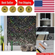 Blackout Window Privacy Film, Mosaic Rainbow Decorative Stained Glass Cling, ...