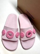 Burberry Logo Rubber Slides Pale Candy Pink Women 39 US 8.5 Flip Flops Sandals