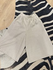 VTG 80  s Khaki High Rise Culottes Wide Leg Pants Size 8 Women's Cotton Blend