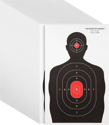 Paper Shooting Targets 50 Pack Silhouette Bullseye Range