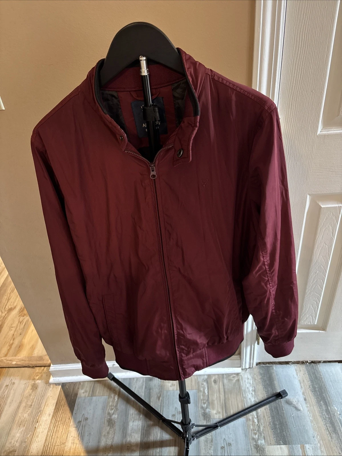 Allen Solly Vintage 80s Rain Jacket Men’s Size L Burgundy With Black Lining