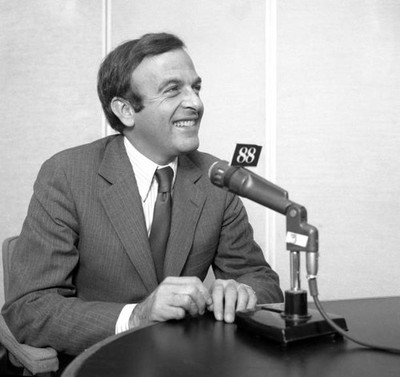 Richard Ottinger is shown here at a Radio microphone Ottinger is a- Old Photo