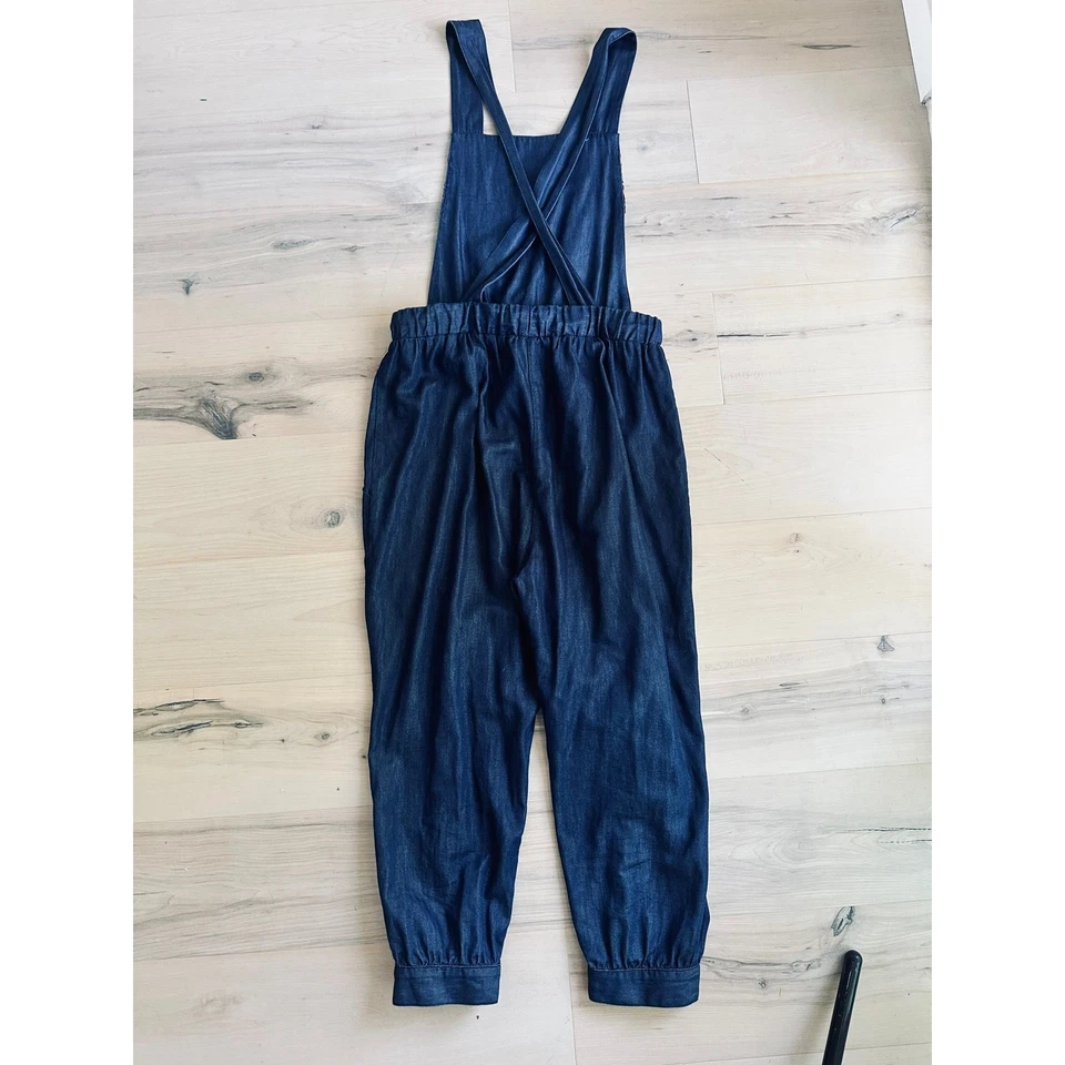  Anna Sui Denim Cambray Mono Capri Talla Pequeña Baberos Jogger Vintage Años 90 Era Foto 2 de 4