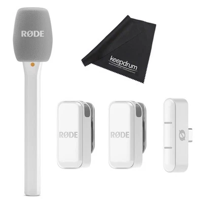 Rode Wireless Micro Mikrofon-System USB-C Weiss mit Interview Micro WH und Tuch - Bild 1 von 4