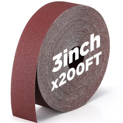 Heigble 80 Grit Abrasive Sandpaper Roll 3''x 200 ft Drum Sander Sand Paper Ro...