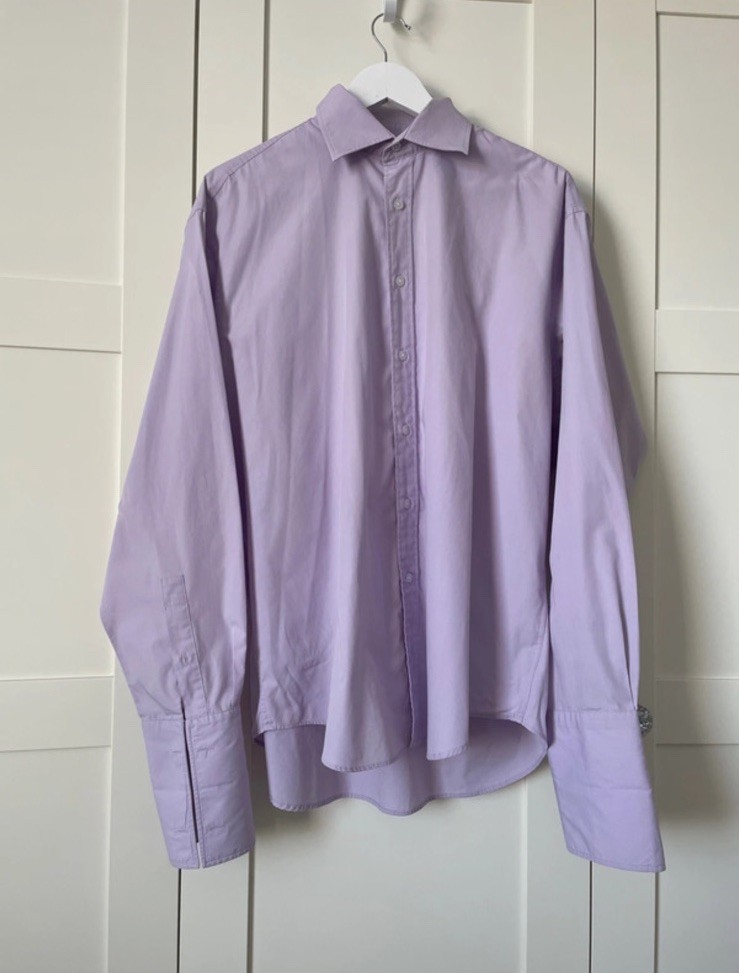 Camicia vintage Yves Saint Laurent Pour Homme lavanda polsino francese 43 17