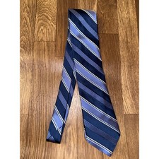 Nordstrom Mens Silk Necktie Navy Blue Silver Diagonal Stripe Made in USA Tie