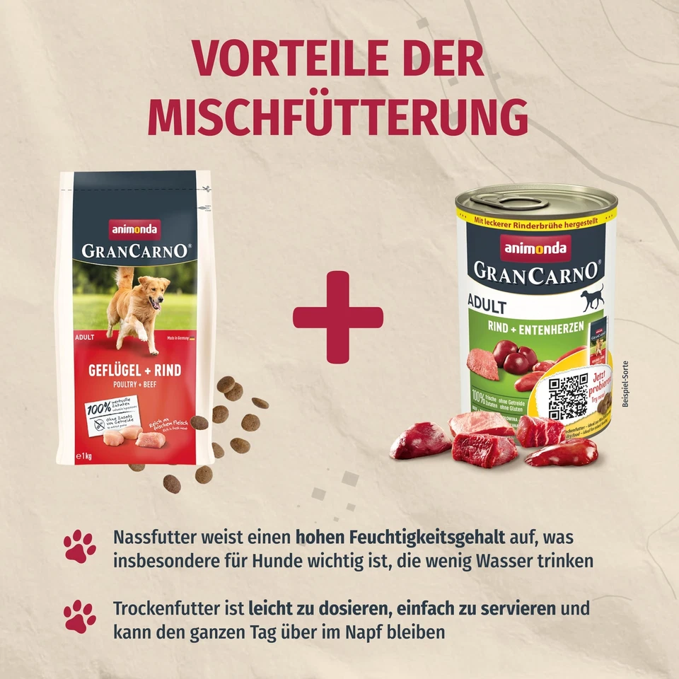 Hunde Nassfutter mit Rind + Entenherzen 6 x 400 g Hundefutter nass ohne Getre... - Bild 4 von 4