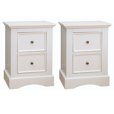 Shabby Chic Bedside Table Nightstand 2 Drawer Wooden Bedroom