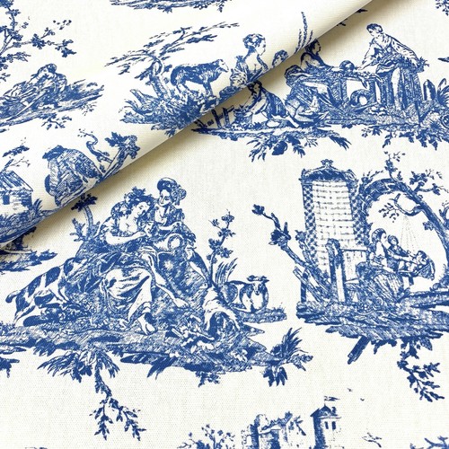 1038. Blu chiaro, 1039. Tessuto indaco Toile De Jouy 100% cotone - Foto 9 di 14