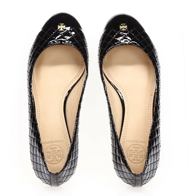 Tory Burch Womens Black Quilted Patent Leather Ballet Flats Size 5.5 M | eBay