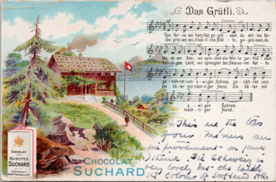 Chocolat Suchard Das Grutli Song Music Notes Postcard G76 *as is