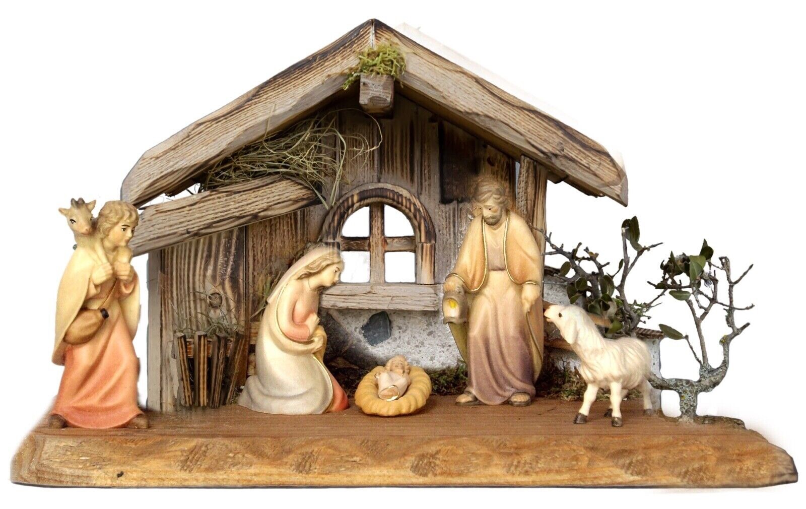 XXL Set Krippenfigur Krippe Weihnachtsfigur Südtiroler Figuren 12cm 5 tlg Stall