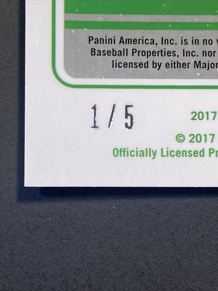 2017 Donruss Optic #D9 Corey Kluber Dominators Green Prizm SSP /5 ! #'d 1 /5 WOW - Image 2 of 3