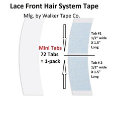 Lace Front Hair System Tape By Walker Tape Shape MINI Tabs 1-Pack 72 pcs