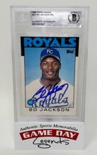 Bo Jackson Autographed 1986 Topps Baseball #50T Royals RC Trading Card Beckett