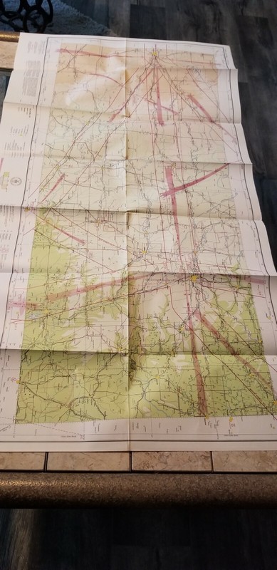 VINTAGE RARE 1942 SECTIONAL AERONAUTICAL CHART MAP OKLAHOMA CITY, OK 46" X 24"  