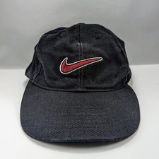 Nike Black Youth Boys Snapback Hat Cap Swoosh Logo Vintage 90s