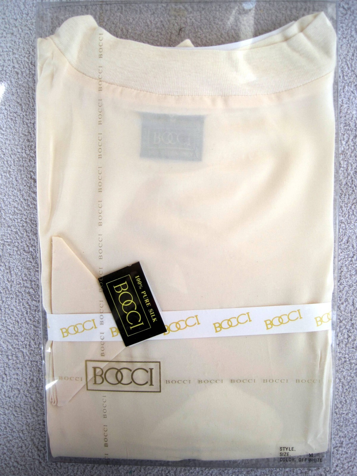 Authentic Bocci Men’s OffWhite 100 Silk Mock Turtleneck Shirt Medium