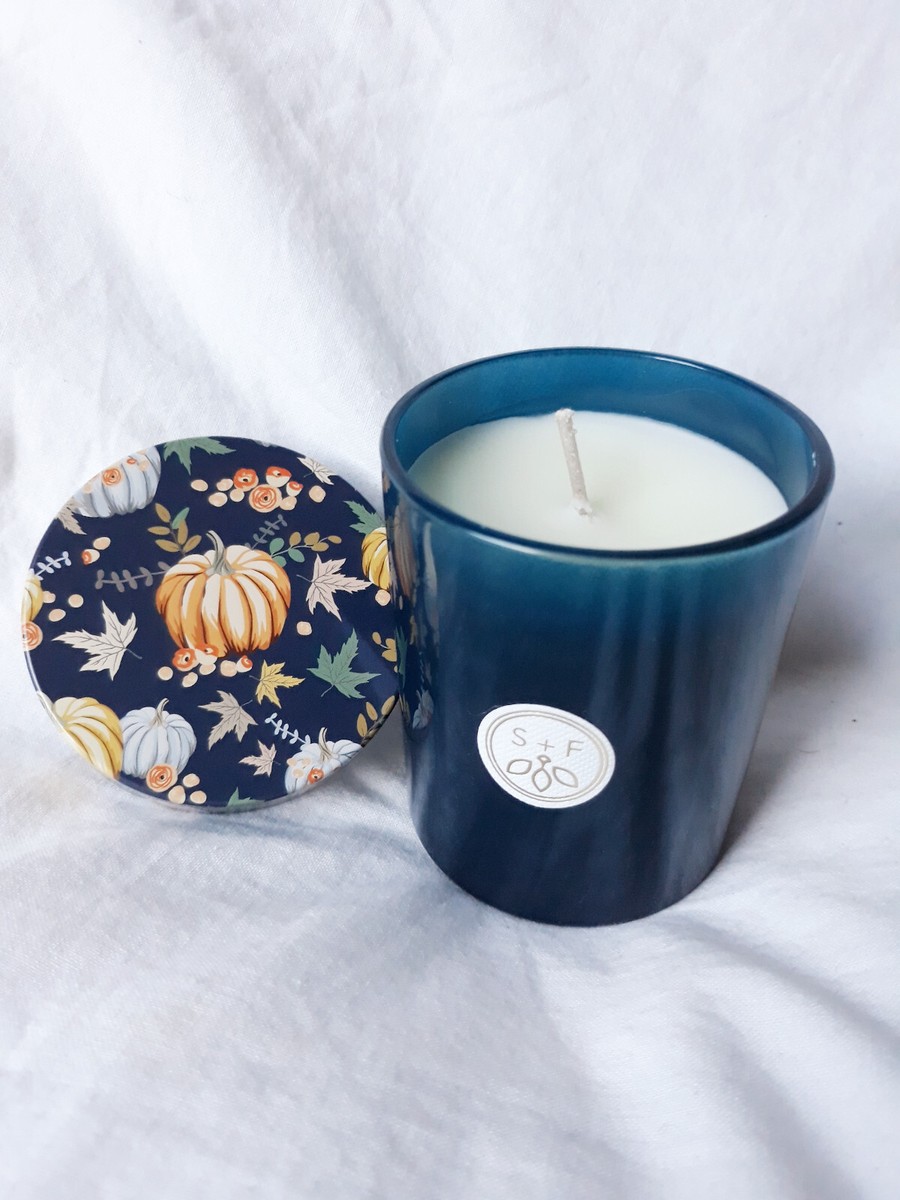 NEW Sand Fog Lidded Jar Candle Orange Pumpkins Halloween