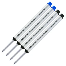 4X Schmidt 8126 Mini Capless System Rollerball Refill Blue/Black Fine Tip