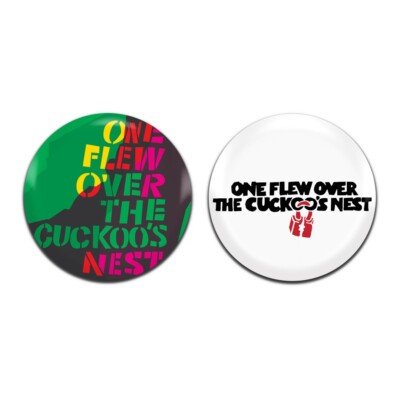 2x Einer flog über das Kuckucksnest Roman Film 25 mm / 1 Zoll D Pin Button Anstecker