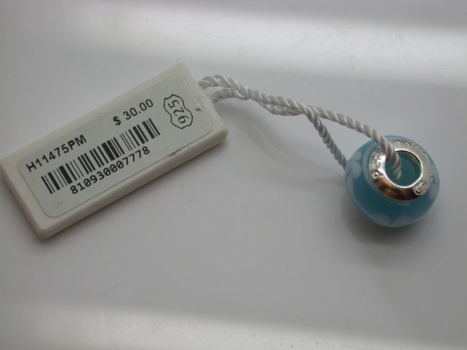  CHARM PERSONA PLATA ESTERLINA .925 BEBÉ FLORES AZULES Y BLANCAS NUEVO H11475PM B11 Foto 3 de 3