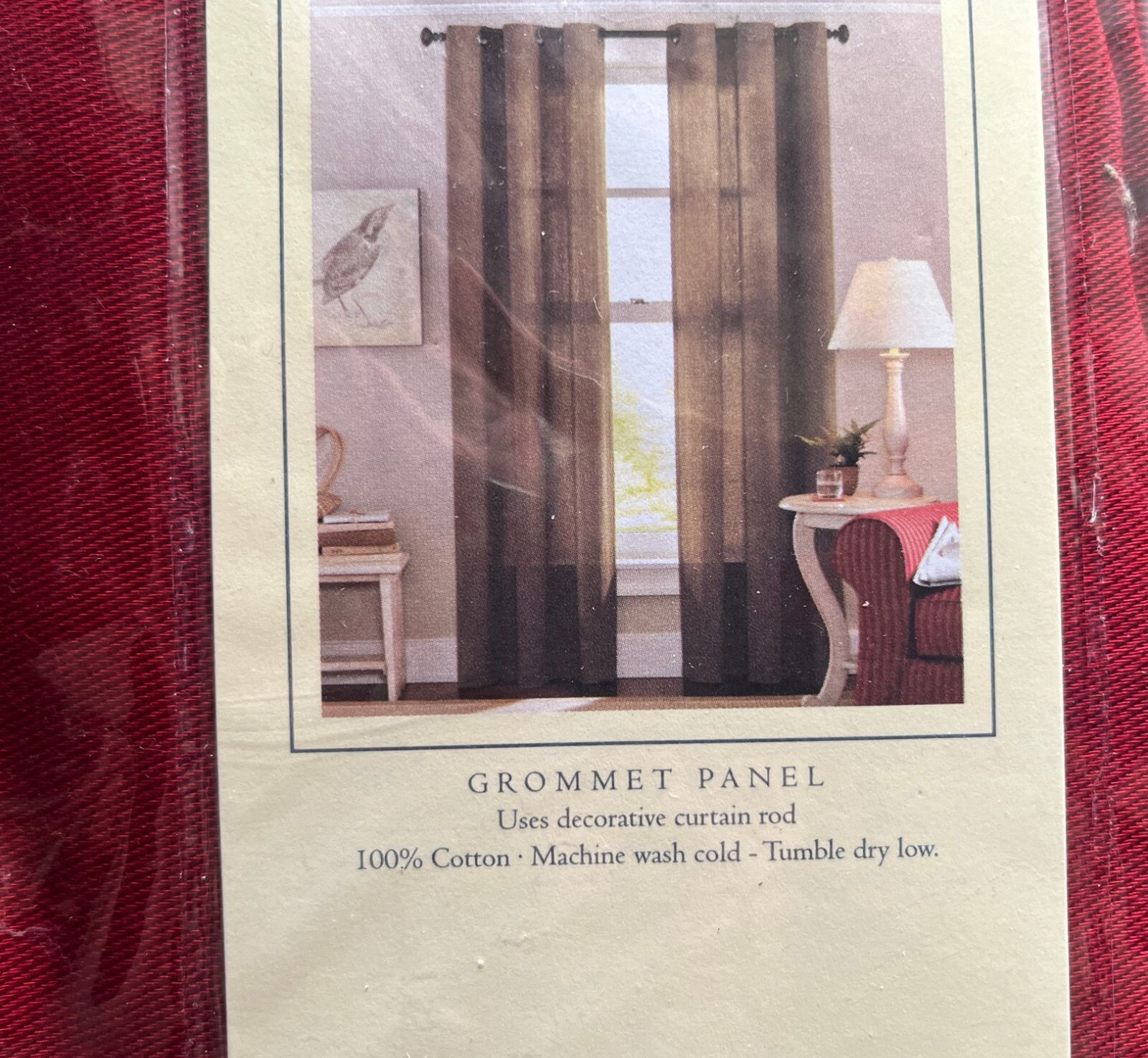 Lot of 3 Rustic Red Cotton Grommet Drape Panels 54" JCPenney Linden