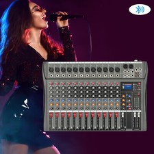 12 Channel Sound Audio Mixer Bluetooth USB DJ Live Studio Mixing Console Amplifi