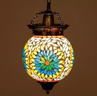 Moroccan Turkish Mosaic Pendant Ceiling Lamp Handmade Multicolor Lighting