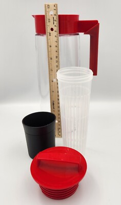 Teavana 2 Quart Fruit Infusion Tea Maker Pitcher, With Instructions ~ Red