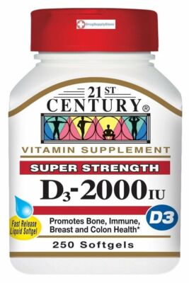 21st Century Vit D-3 2000iu Softgel 250 Count X 3 Packs