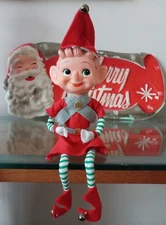 Large Japan 14" Pixie Elf Knee Hugger Christmas Figure Shelf Sitter