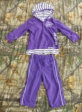 TWO FEET AHEAD purple WILDCATS 2-1 look hoodie long sleeve top & pants, size 2T