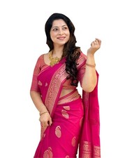 TRADITIONAL PARTY WEAR SOFT SILK INDIAN WEDDING WEAR KANJEEVARAM SAREE SARI
