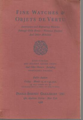 FINE WATCHES & OBJECTS DE VERTU [Unknown Binding] Parke-Bernet Galleries