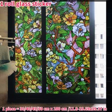 1Roll Window Film Decor Static Cling Frosted Camellia Pattern Glass Privacy Film