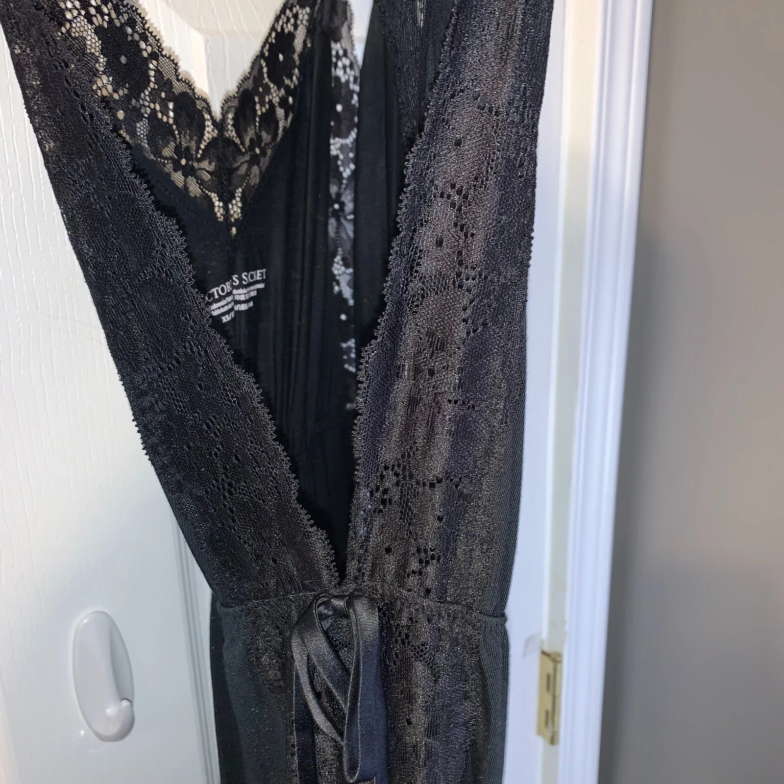 UNDERCOVER Abito donna Victoria's Secret maxi slip orlo pizzo taglia XS NUOVO nero lingerie