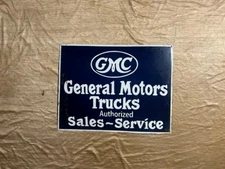Porcelain GMC Enamel Sign Size 23.5X18 Inches