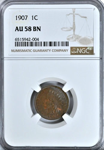 1907 Indian Cent NGC Graded Coin AU58 BN #2226