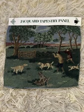 Jacquard Tapestry Panel Hunters Made In USA OAKHURST TEXTILES 18” Vintage