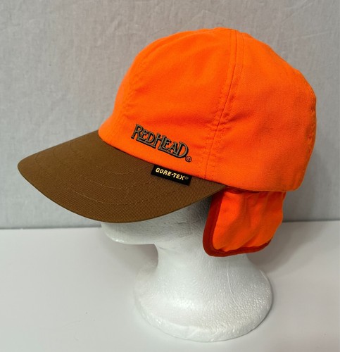 VINTAGE 90'S RED HEAD SPELL OUT GORE-TEX EARFLAP MEDIUM ORANGE HUNTING HAT CAP M