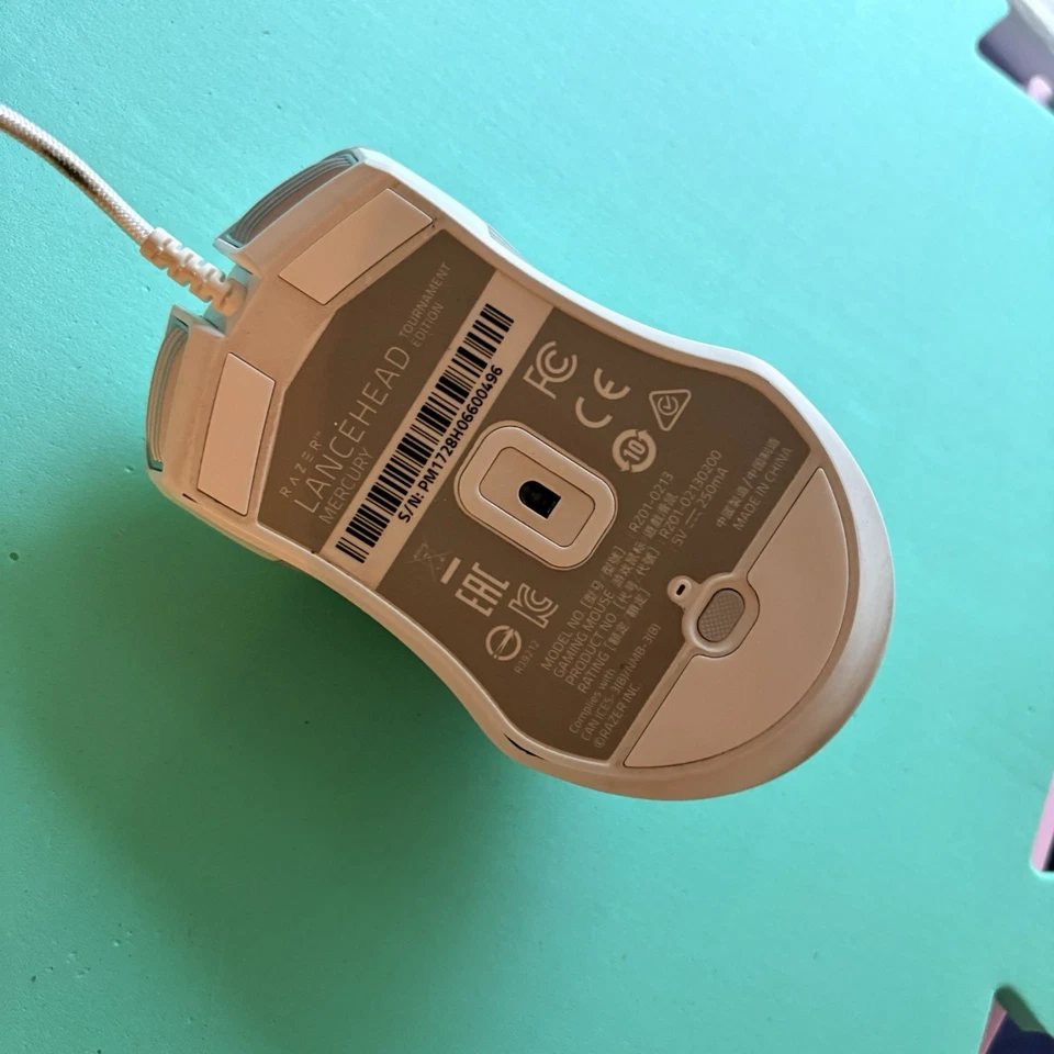 Razer Lancehead Tournament Edition Wired Optical Mouse Mercury White Tested RGB  - Image 2 of 3