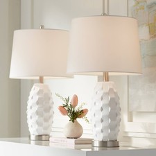 Modern Accent Table Lamps 24 1/2" High Set of 2 White Dimmers LED for Bedroom