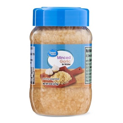 Great Value Minced Garlic in Water, 8 Oz Jar