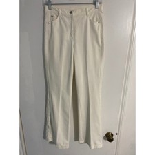 Escada flare pants trousers size 2 white embroidered luxury