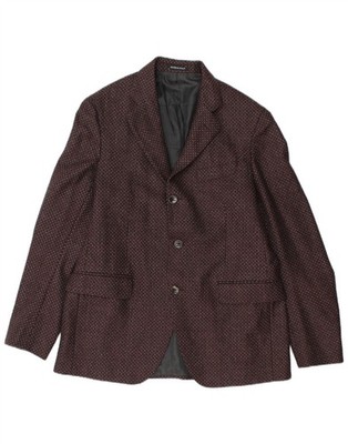 Al Duca D'Aosta Mens 3 Button Blazer Jacket IT 52 XL Burgundy Flecked WH06