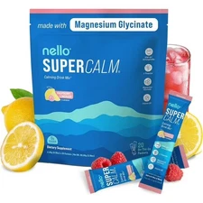 20 Packets NELLO SUPER CALM Calming Drink Mix Raspberry Lemonade Powder 3.2oz